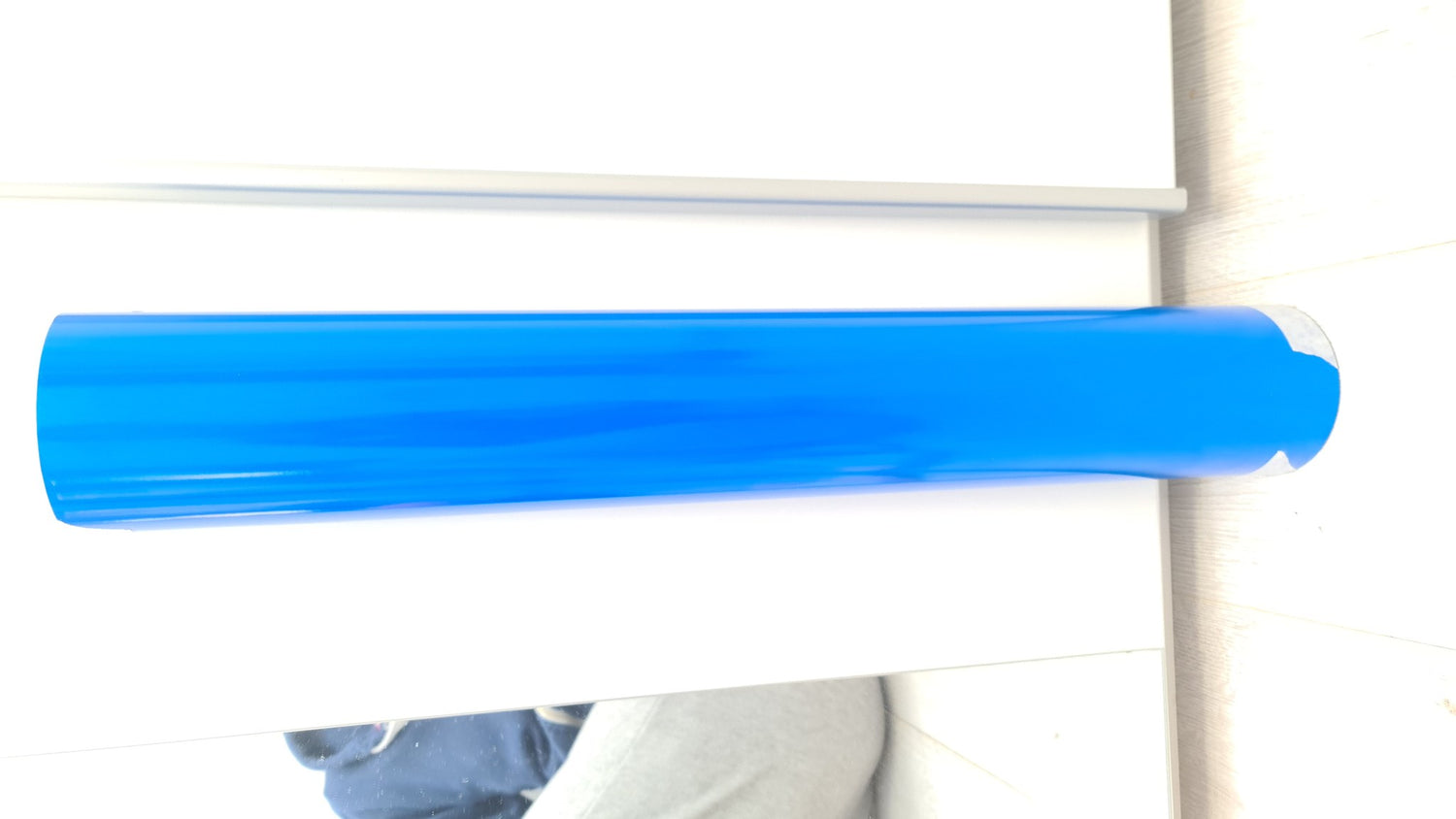 Close-up of SuperWrappz light blue reflective vinyl material, showing true colour and finish.