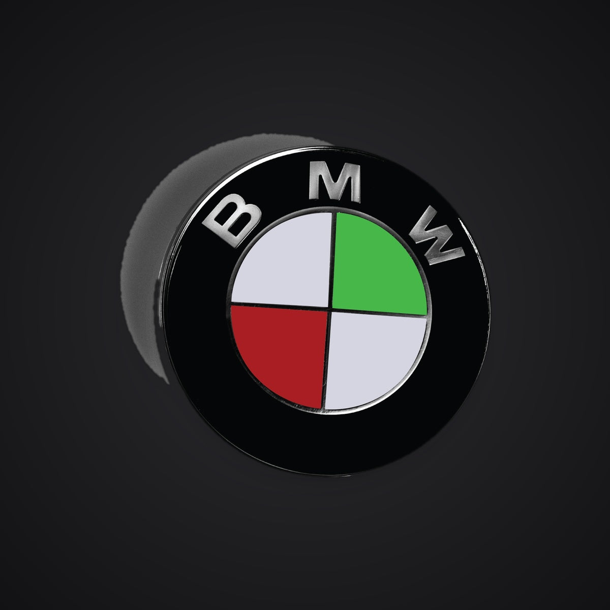Italy Hungary flag BMW badge overlay — SuperWrappz hero. Compatible with BMW — Not Genuine BMW Parts.