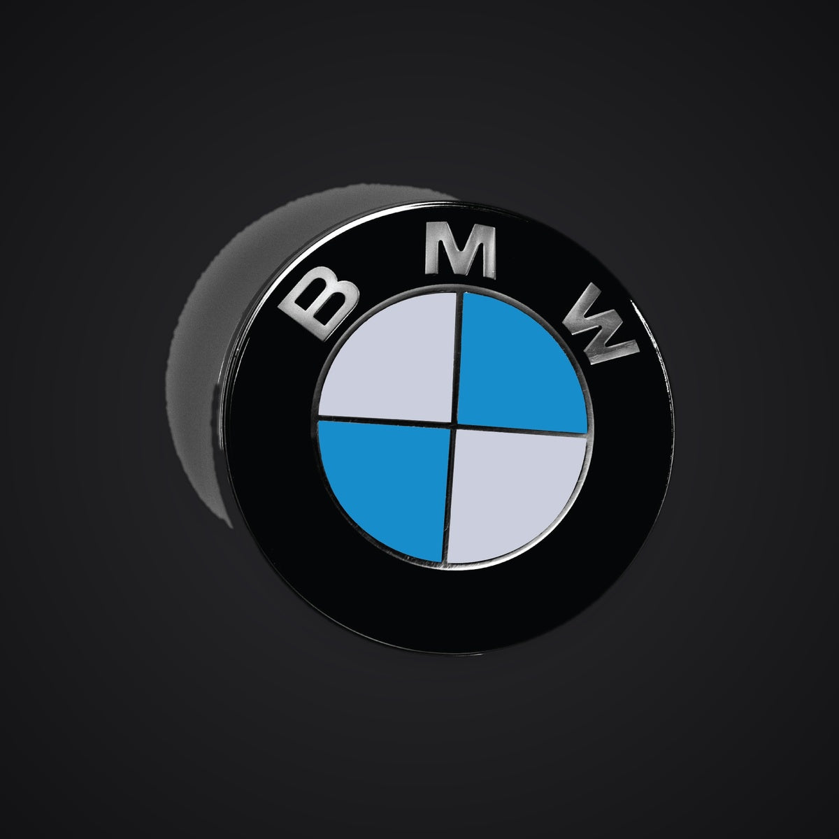 White Baby Blue Gloss BMW badge overlay — SuperWrappz hero. Compatible with BMW — Not Genuine BMW Parts.
