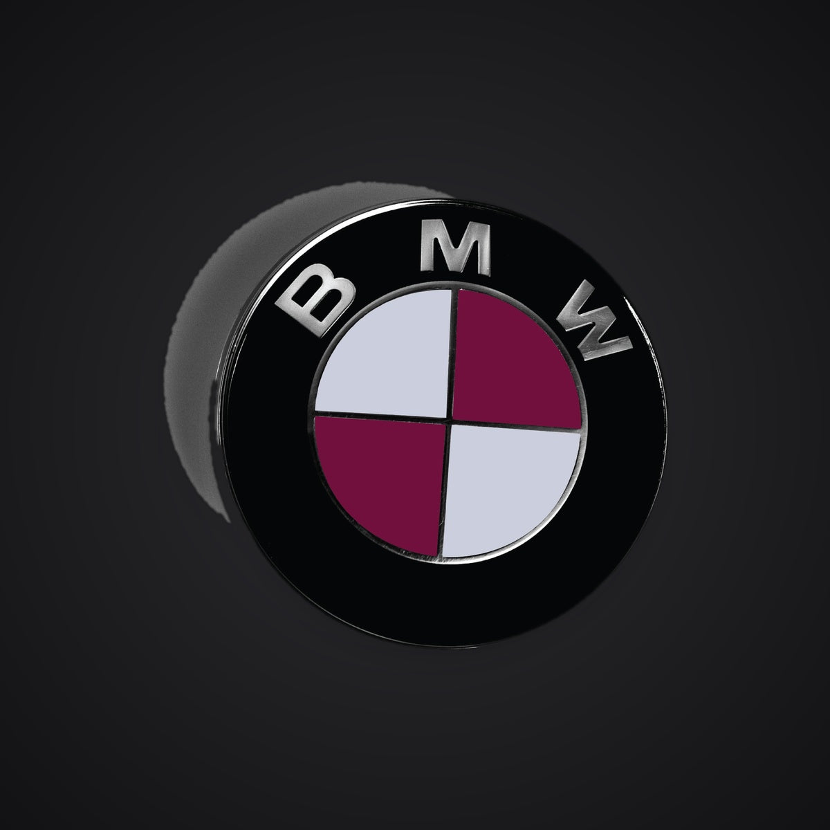 White Pink Fuchsia Gloss BMW badge overlay — SuperWrappz hero. Compatible with BMW — Not Genuine BMW Parts.