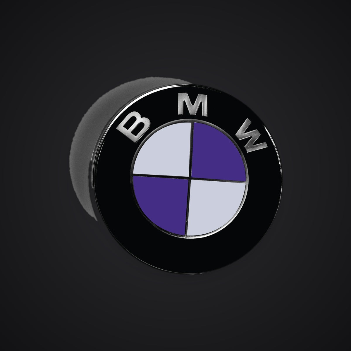 White Purple Gloss BMW badge overlay — SuperWrappz hero. Compatible with BMW — Not Genuine BMW Parts.