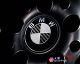 HALF BLACK CARBON Badge Emblem Overlay FOR BMW Sticker VINYL 2 QUADRANTS COVERED FITS YOUR BMW'S HOOD TRUNK RIMS STEERING WHEEL