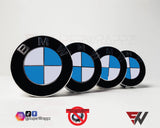 White & Blue Gloss Badge Emblem Overlay FOR BMW Sticker Vinyl 2 Quadrants covered in each colour FITS YOUR BMW'S Hood Trunk Rims Steering Wheel