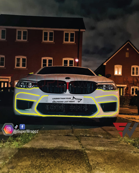 1 cm yellow reflective pin stripes decal sticker wrap kit self adhesive wrap for BMW by SuperWrappz