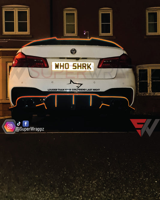 1 cm orange reflective pin stripes decal sticker wrap kit self adhesive wrap