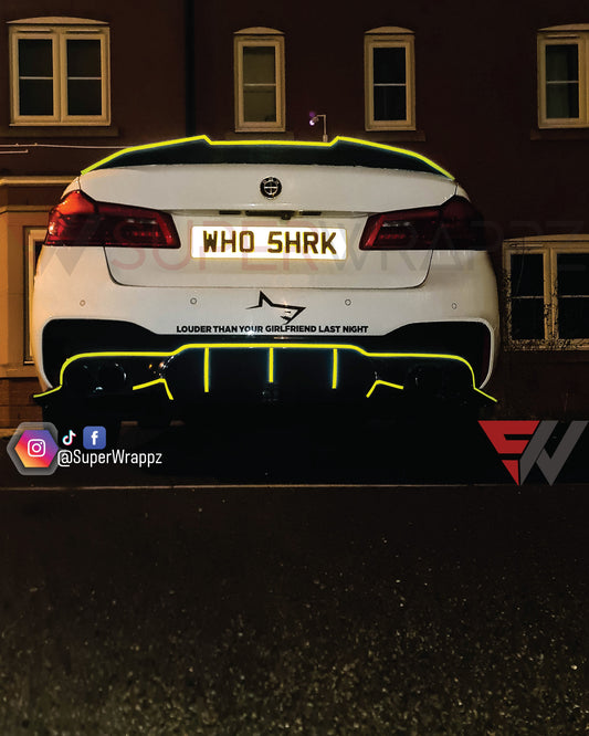Yellow Reflective Pin Stripes — 1cm BMW Vinyl Decal Kit | SuperWrappz