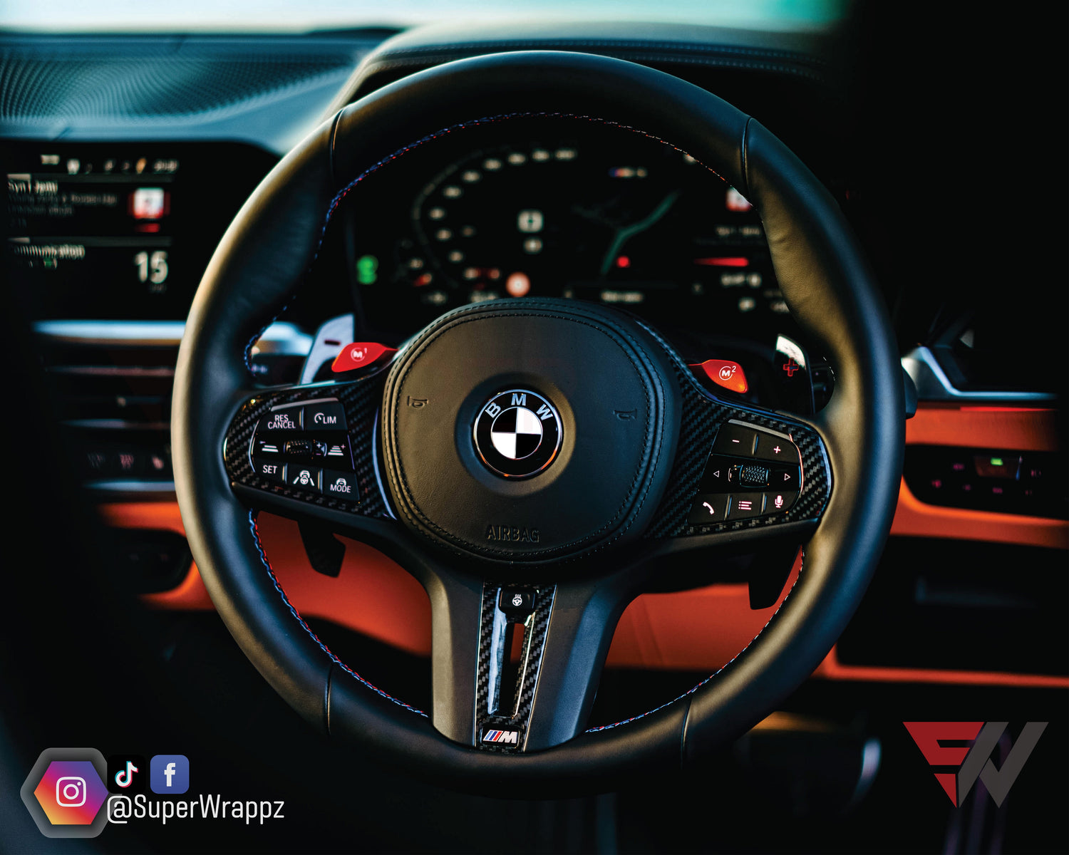 Black & White Gloss V2 BMW Badge Overlay — Compatible with F40/G20/G30 (2017+) | SuperWrappz