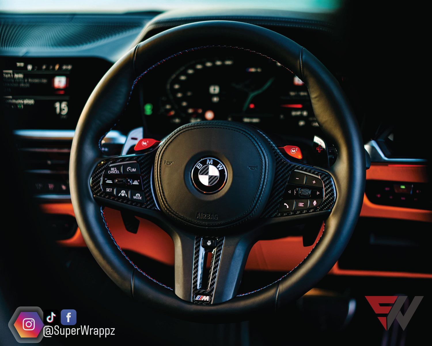 Half Black Carbon V2 BMW Badge Overlay — Compatible with F40/G20/G30 (2017+) | SuperWrappz