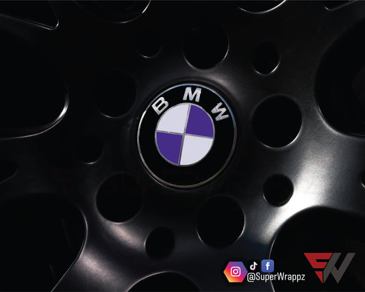 White & Purple Gloss V1 BMW Badge Overlay — Compatible with E/F Series | SuperWrappz