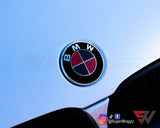 Black & Red Carbon Badge Emblem Overlay FOR BMW Sticker Vinyl 2 Quadrants covered in each colour FITS YOUR BMW'S Hood Trunk Rims Steering Wheel