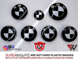 V2 HALF BLACK GLOSS Badge Emblem Overlay VERSION 2 FOR F40, G20, G30 BMWs from 2017 TO NOW ETC. Sticker VINYL FITS YOUR BMW'S HOOD TRUNK RIMS STEERING WHEEL