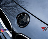 DARK SMOKE BADGE EMBLEM TINT OVERLAY PROTECTION FOR BMW 2 PIECE @FITS ALL BMW@