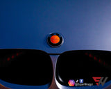 FULL ORANGE FLUORESCENT Badge Emblem Overlay FOR BMW Sticker VINYL 4 QUADRANTS COVERED FITS YOUR BMW'S HOOD TRUNK RIMS STEERING WHEEL