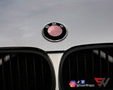 CHROME ROSE GOLD Badge Emblem Overlay FOR BMW Sticker VINYL 4 QUADRANTS COVERED FITS YOUR BMW'S HOOD TRUNK RIMS STEERING WHEEL