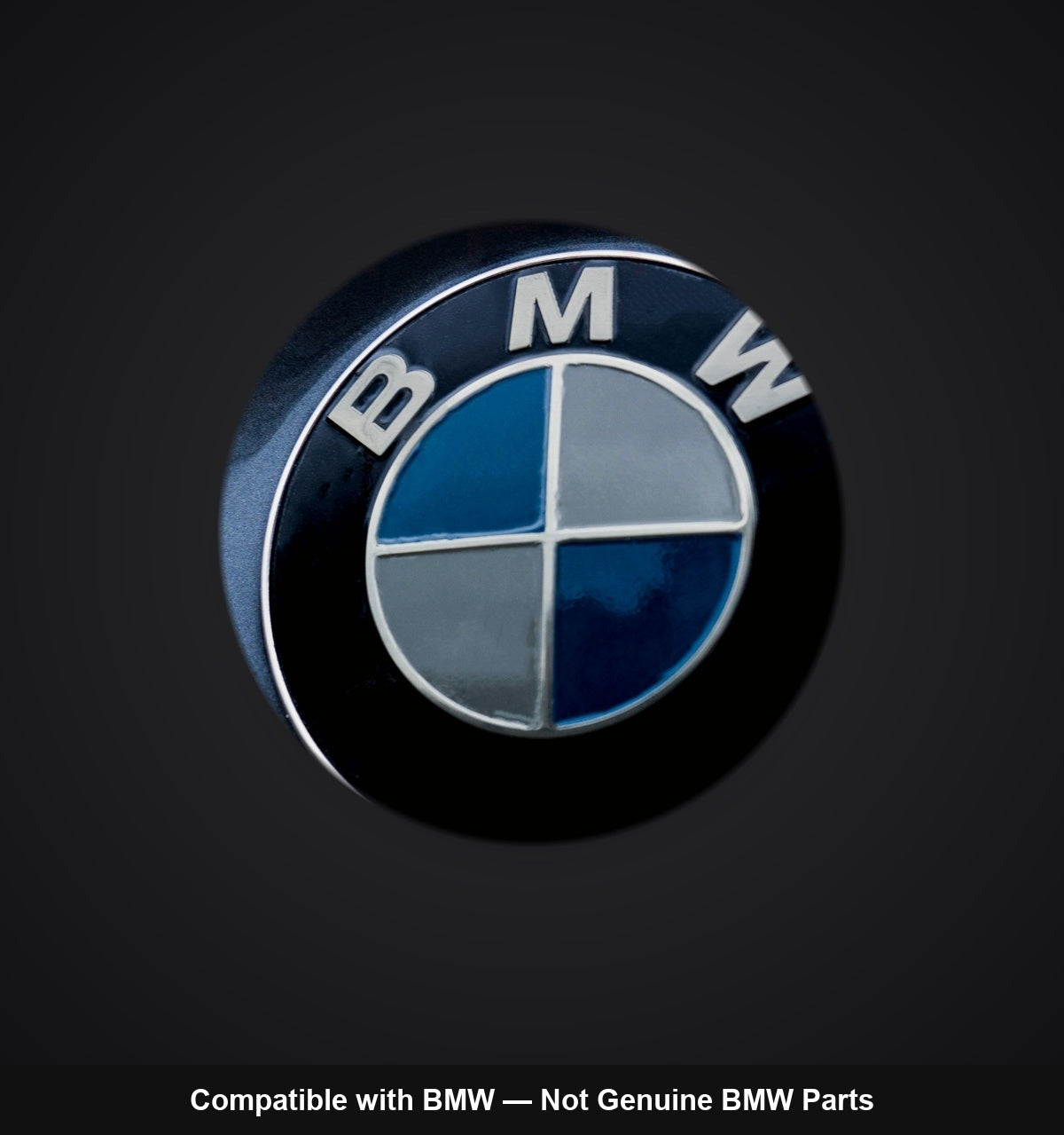 Light Smoke BMW badge tint, 9-piece, fitted — SuperWrappz hero. Compatible with BMW — Not Genuine BMW Parts.
