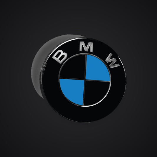 Black Blue Gloss BMW badge overlay — SuperWrappz hero. Compatible with BMW — Not Genuine BMW Parts.