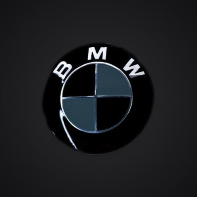 Black & Dark Grey Gloss V1 BMW Badge Overlay — Compatible with E/F Series | SuperWrappz