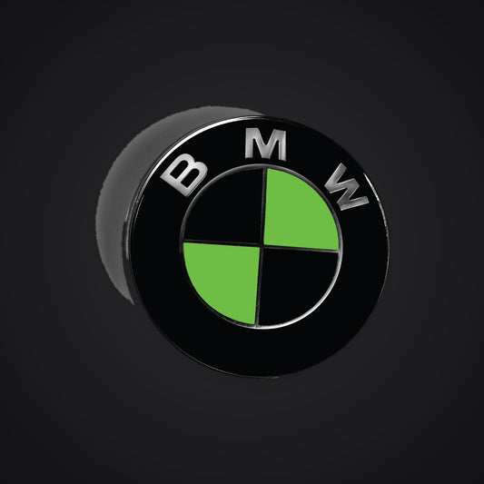 Black Green Gloss BMW badge overlay — SuperWrappz hero. Compatible with BMW — Not Genuine BMW Parts.