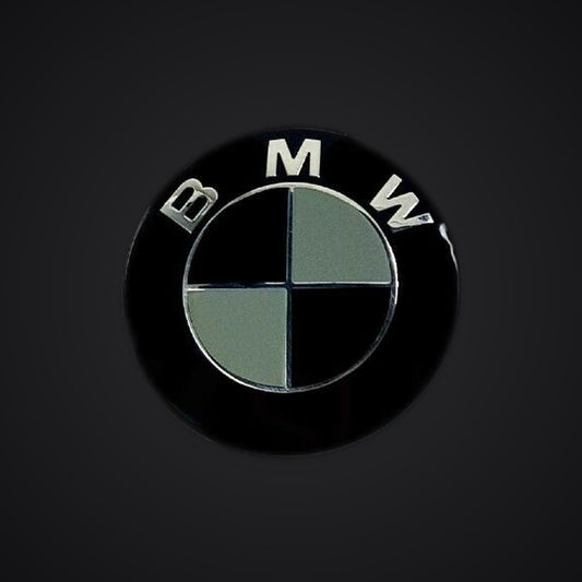 Black Grey Gloss BMW badge overlay — SuperWrappz hero. Compatible with BMW — Not Genuine BMW Parts.