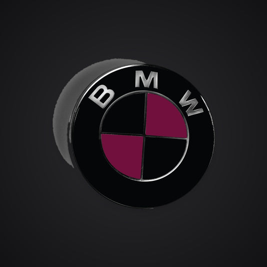 Black Pink Fuchsia Gloss BMW badge overlay — SuperWrappz hero. Compatible with BMW — Not Genuine BMW Parts.
