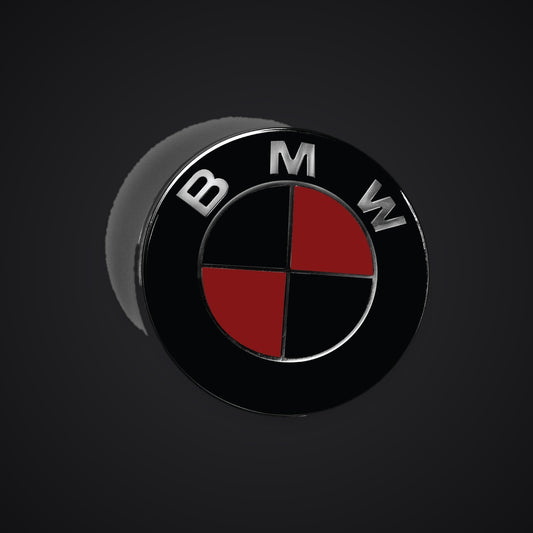 Black Red Metal Gloss BMW badge overlay — SuperWrappz hero. Compatible with BMW — Not Genuine BMW Parts.