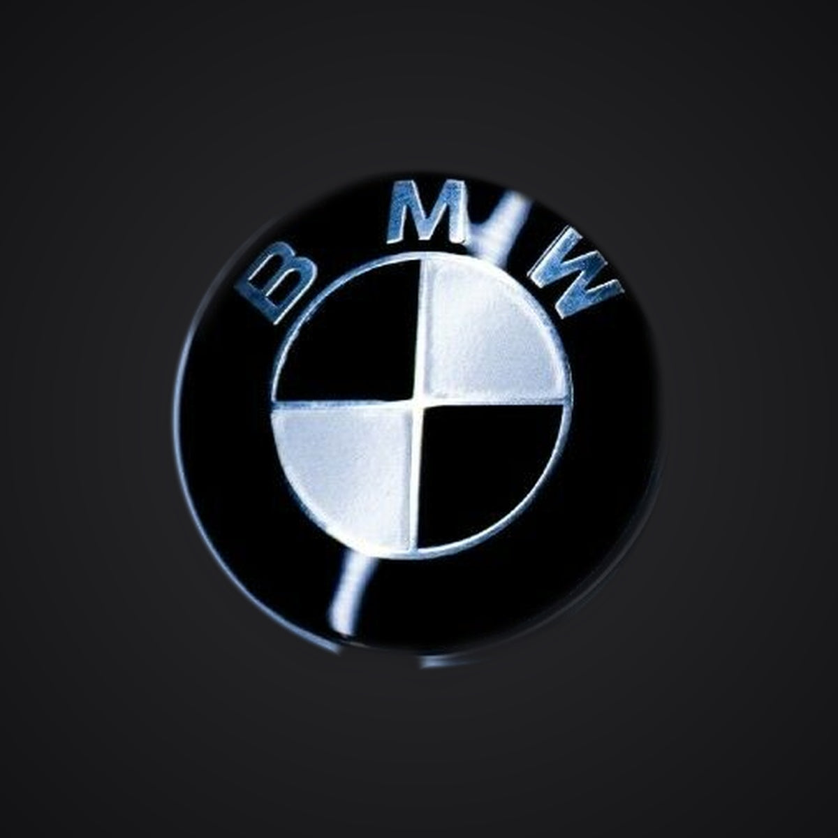 Black Silver Gloss BMW badge overlay — SuperWrappz hero. Compatible with BMW — Not Genuine BMW Parts.