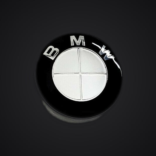 Chrome Silver Mirror BMW badge overlay — SuperWrappz hero. Compatible with BMW — Not Genuine BMW Parts.