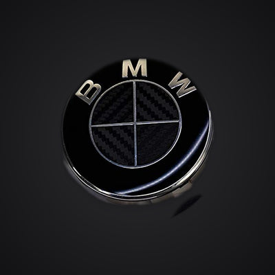 Full Black Carbon V1 BMW Badge Overlay — Compatible with E/F Series | SuperWrappz