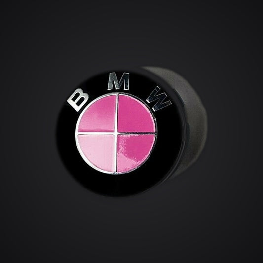 Full Pink Gloss BMW badge overlay — SuperWrappz hero. Compatible with BMW — Not Genuine BMW Parts.