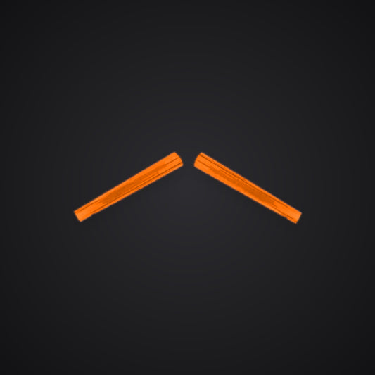 Orange reflective V-brace overlay, two pre-cut strips — SuperWrappz hero. Compatible with BMW — Not Genuine BMW Parts.