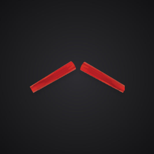 Red reflective V-brace overlay, two pre-cut strips — SuperWrappz hero. Compatible with BMW — Not Genuine BMW Parts.