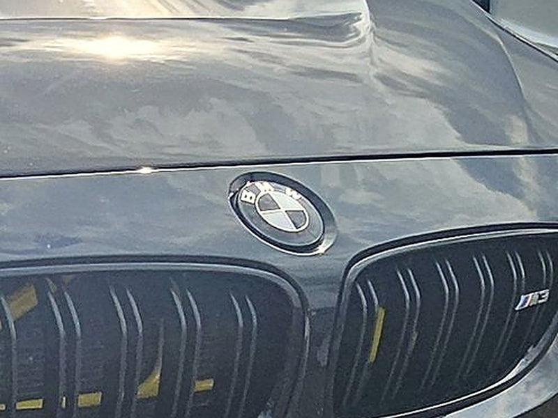 BMW F80 M3 front with SuperWrappz wrapped badge
