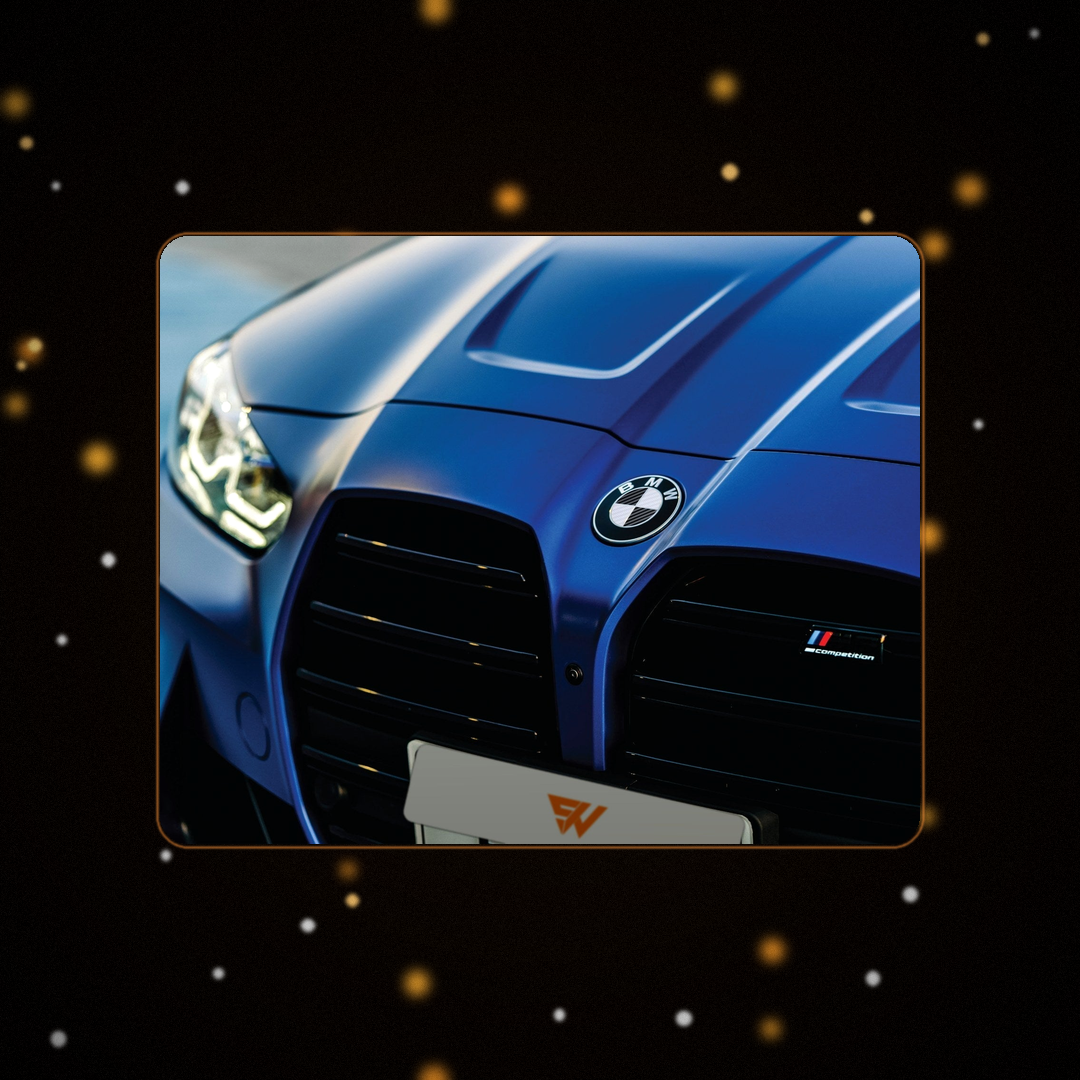 V2 Black White Carbon BMW badge overlay — SuperWrappz hero