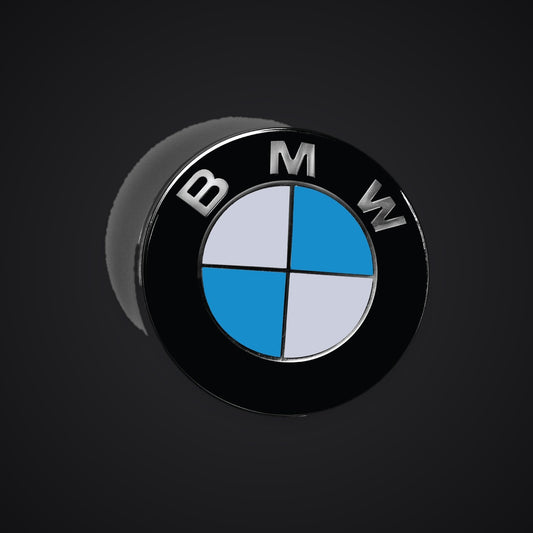 White Baby Blue Gloss BMW badge overlay — SuperWrappz hero. Compatible with BMW — Not Genuine BMW Parts.