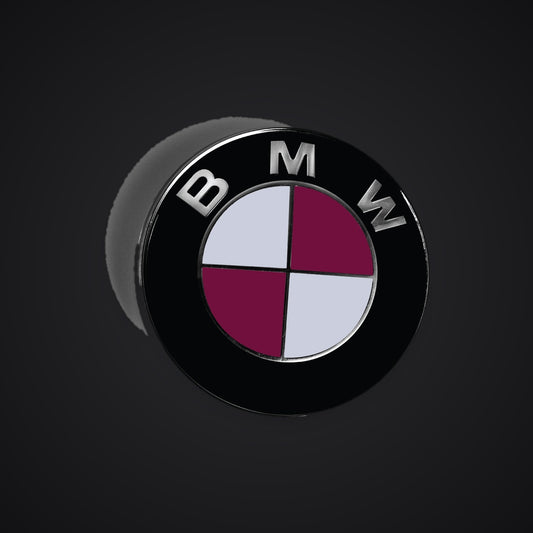 White Pink Fuchsia Gloss BMW badge overlay — SuperWrappz hero. Compatible with BMW — Not Genuine BMW Parts.