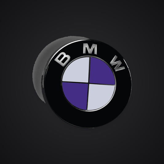 White Purple Gloss BMW badge overlay — SuperWrappz hero. Compatible with BMW — Not Genuine BMW Parts.