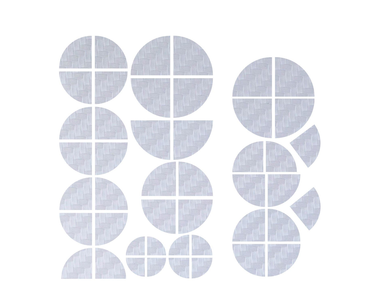 Full White Carbon BMW badge overlay, shown uncut on its adhesive backing sheet before application