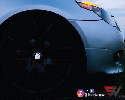 Full White Carbon V1 BMW Badge Overlay — Compatible with E/F Series | SuperWrappz