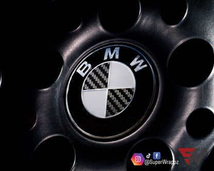 Half Black Carbon V2 BMW Badge Overlay — Compatible with F40/G20/G30 (2017+) | SuperWrappz