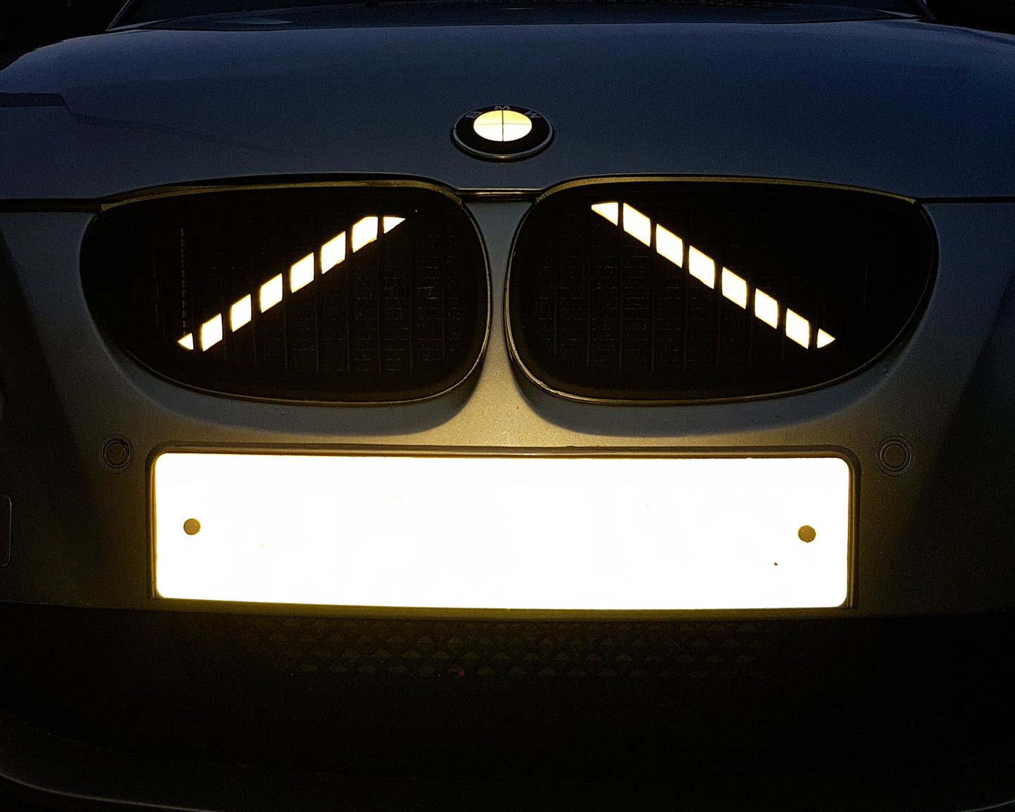 White Reflective V-Brace & Crash Bar Overlay — Compatible with BMW | SuperWrappz