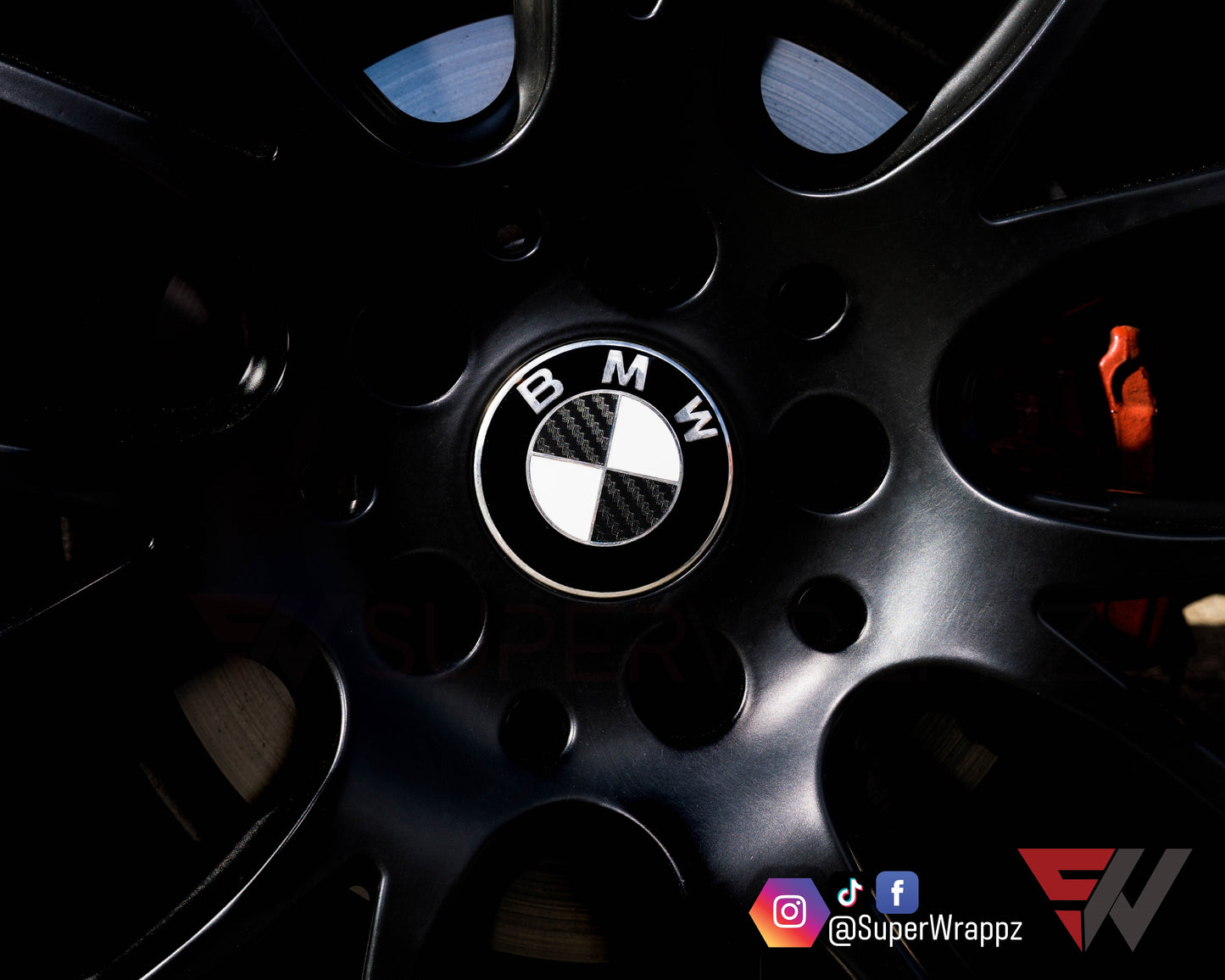 Half Black Carbon V2 BMW Badge Overlay — Compatible with F40/G20/G30 (2017+) | SuperWrappz