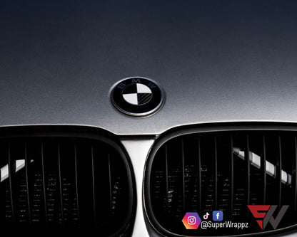 Half Black Carbon V2 BMW Badge Overlay — Compatible with F40/G20/G30 (2017+) | SuperWrappz