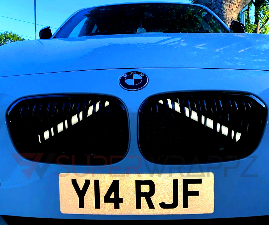 White Reflective V-Brace & Crash Bar Overlay — Compatible with BMW | SuperWrappz