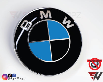 Black & Blue Gloss V1 BMW Badge Overlay — Compatible with E/F Series | SuperWrappz