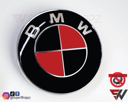 Black & Red Gloss V1 BMW Badge Overlay — Compatible with E/F Series | SuperWrappz