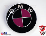 Black & Pink Fuchsia Gloss Badge Emblem Overlay FOR BMW Sticker Vinyl FITS YOUR BMW'S Hood Trunk Rims Steering Wheel