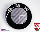 Full Silver Carbon Badge Emblem Overlay FOR BMW Sticker Vinyl 4 Quadrants covered FITS YOUR BMW'S Hood Trunk Rims Steering Wheel