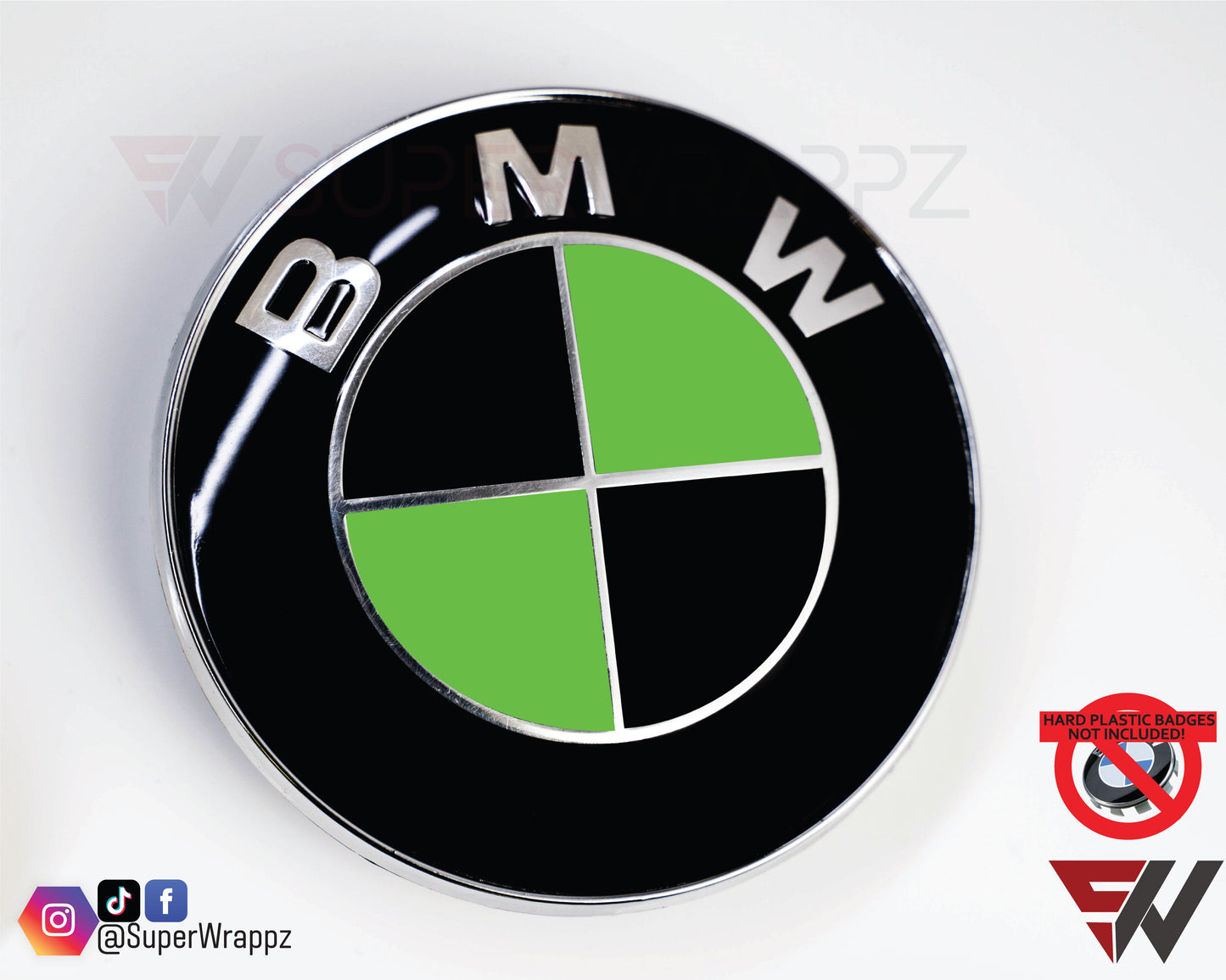 Black & Green Gloss V1 BMW Badge Overlay — Compatible with E/F Series | SuperWrappz