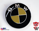 Black & Gold Gloss Badge Emblem Overlay FOR BMW Sticker Vinyl 2 Quadrants covered in each colour FITS YOUR BMW'S Hood Trunk Rims Steering Wheel