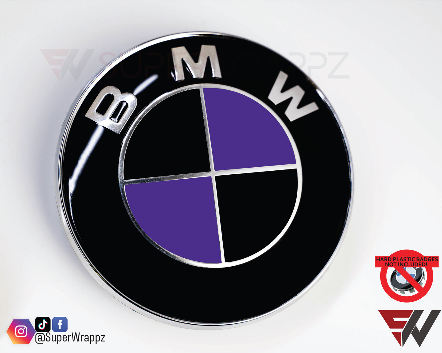 Black & Purple Gloss V1 BMW Badge Overlay — Compatible with E/F Series | SuperWrappz